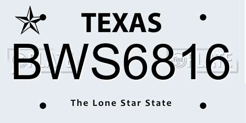 BWS6816 Texas License Plate