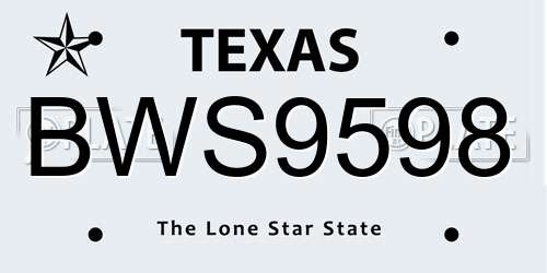 BWS9598 Texas License Plate