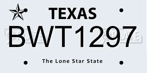 BWT1297 Texas License Plate
