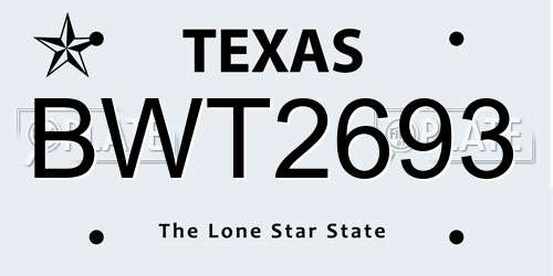 BWT2693 Texas License Plate