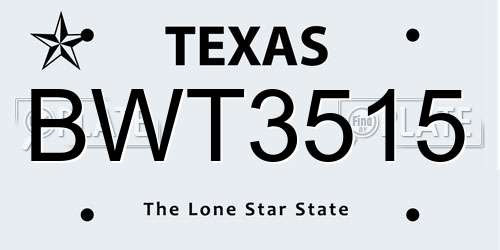BWT3515 Texas License Plate