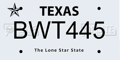 BWT445 Texas License Plate