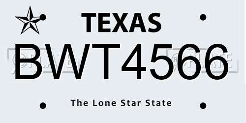 BWT4566 Texas License Plate