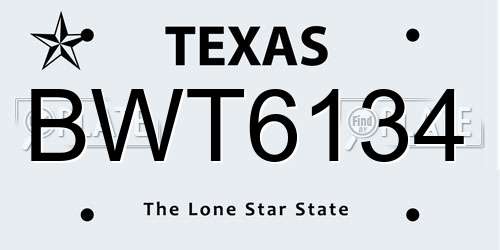 BWT6134 Texas License Plate