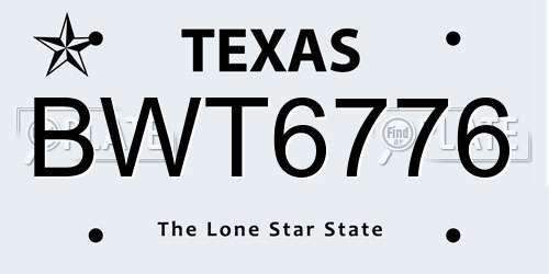 BWT6776 Texas License Plate