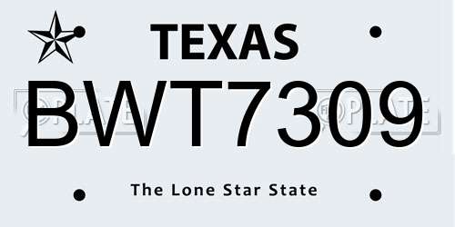 BWT7309 Texas License Plate
