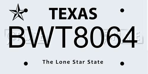 BWT8064 Texas License Plate