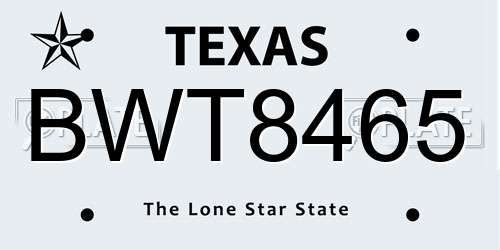BWT8465 Texas License Plate