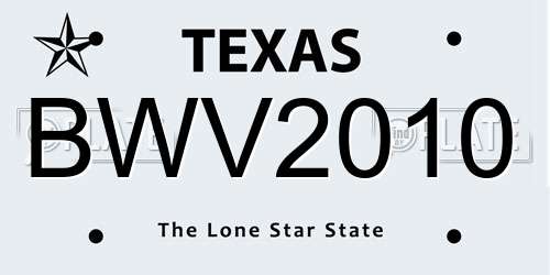 BWV2010 Texas License Plate