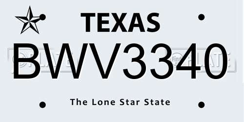 BWV3340 Texas License Plate