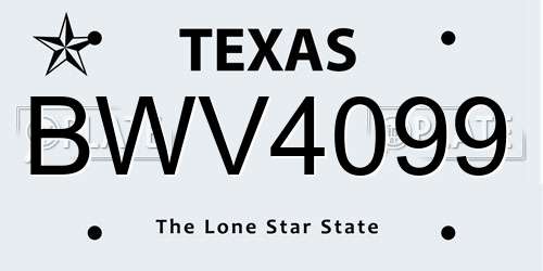 BWV4099 Texas License Plate