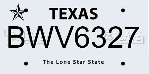 BWV6327 Texas License Plate