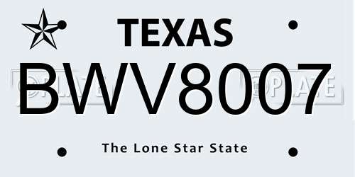 BWV8007 Texas License Plate