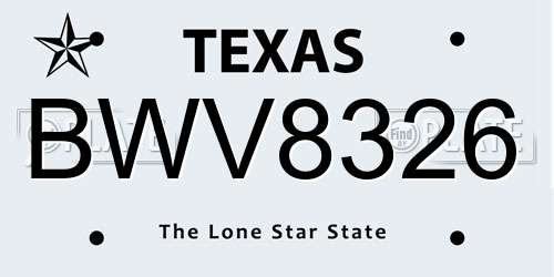 BWV8326 Texas License Plate