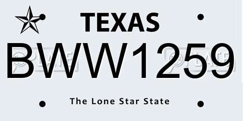 BWW1259 Texas License Plate