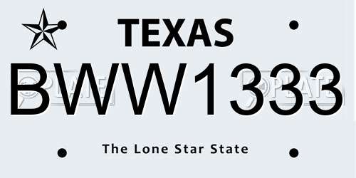 BWW1333 Texas License Plate