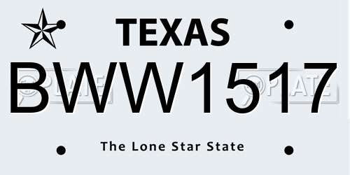 BWW1517 Texas License Plate