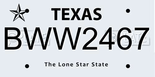 BWW2467 Texas License Plate