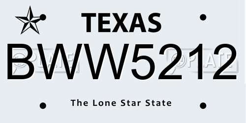 BWW5212 Texas License Plate