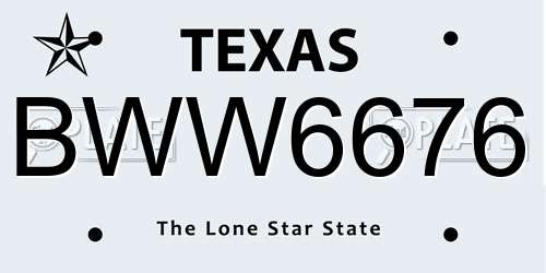 BWW6676 Texas License Plate