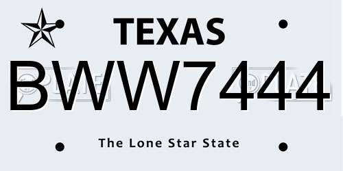 BWW7444 Texas License Plate