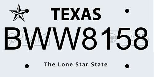 BWW8158 Texas License Plate