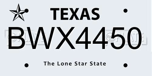 BWX4450 Texas License Plate