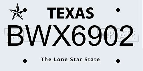 BWX6902 Texas License Plate