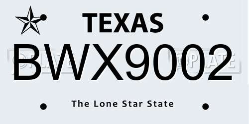 BWX9002 Texas License Plate