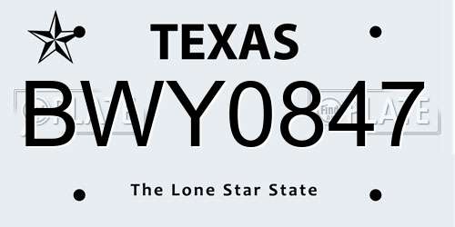BWY0847 Texas License Plate