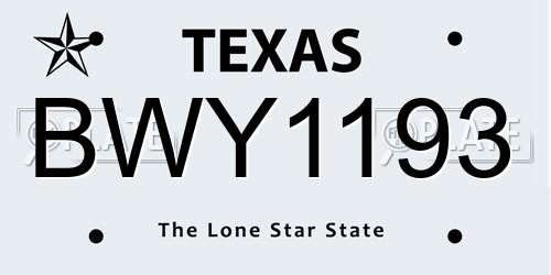 BWY1193 Texas License Plate