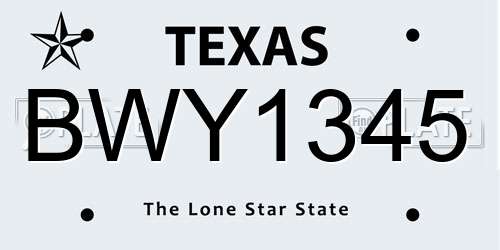 BWY1345 Texas License Plate