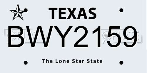 BWY2159 Texas License Plate