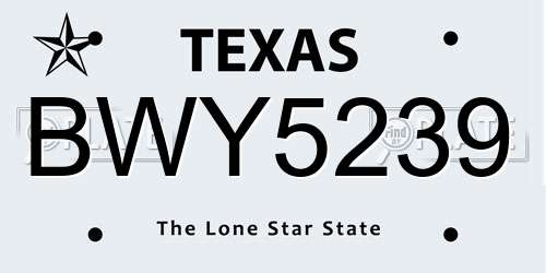 BWY5239 Texas License Plate