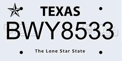 BWY8533 Texas License Plate