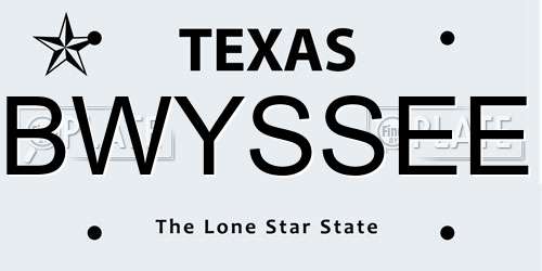 BWYSSEE Texas License Plate