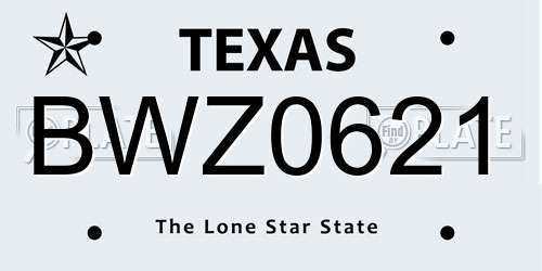 BWZ0621 Texas License Plate