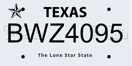 BWZ4095 Texas License Plate