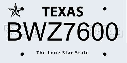 BWZ7600 Texas License Plate