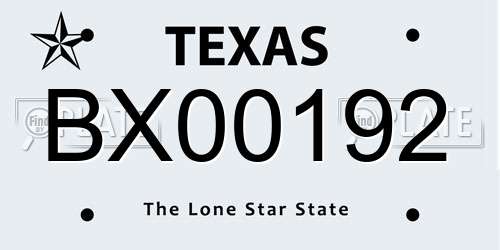 BX00192 Texas License Plate