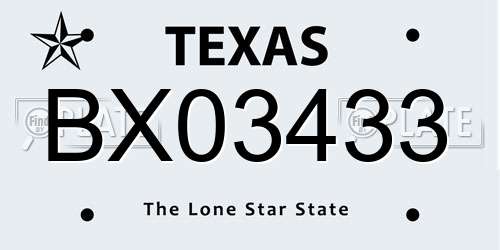 BX03433 Texas License Plate