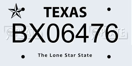 BX06476 Texas License Plate