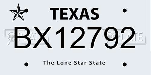 BX12792 Texas License Plate