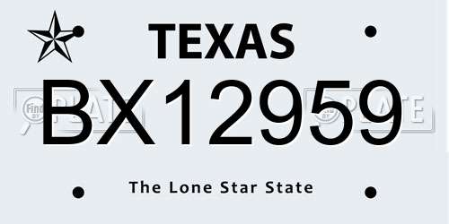 BX12959 Texas License Plate
