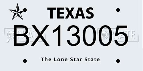BX13005 Texas License Plate
