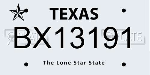 BX13191 Texas License Plate