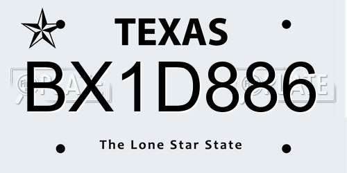 BX1D886 Texas License Plate