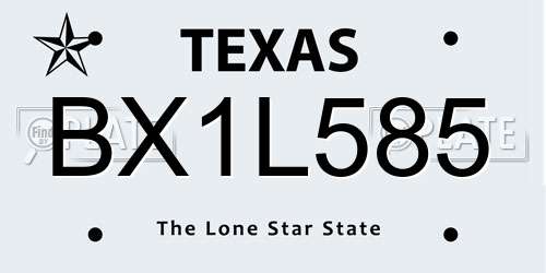 BX1L585 Texas License Plate