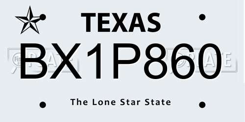BX1P860 Texas License Plate