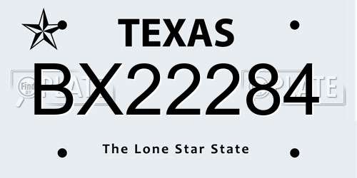BX22284 Texas License Plate